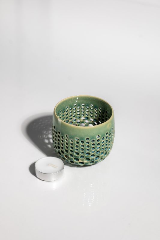 artisanal handmade ceramic tealight candleholder corterra clay
