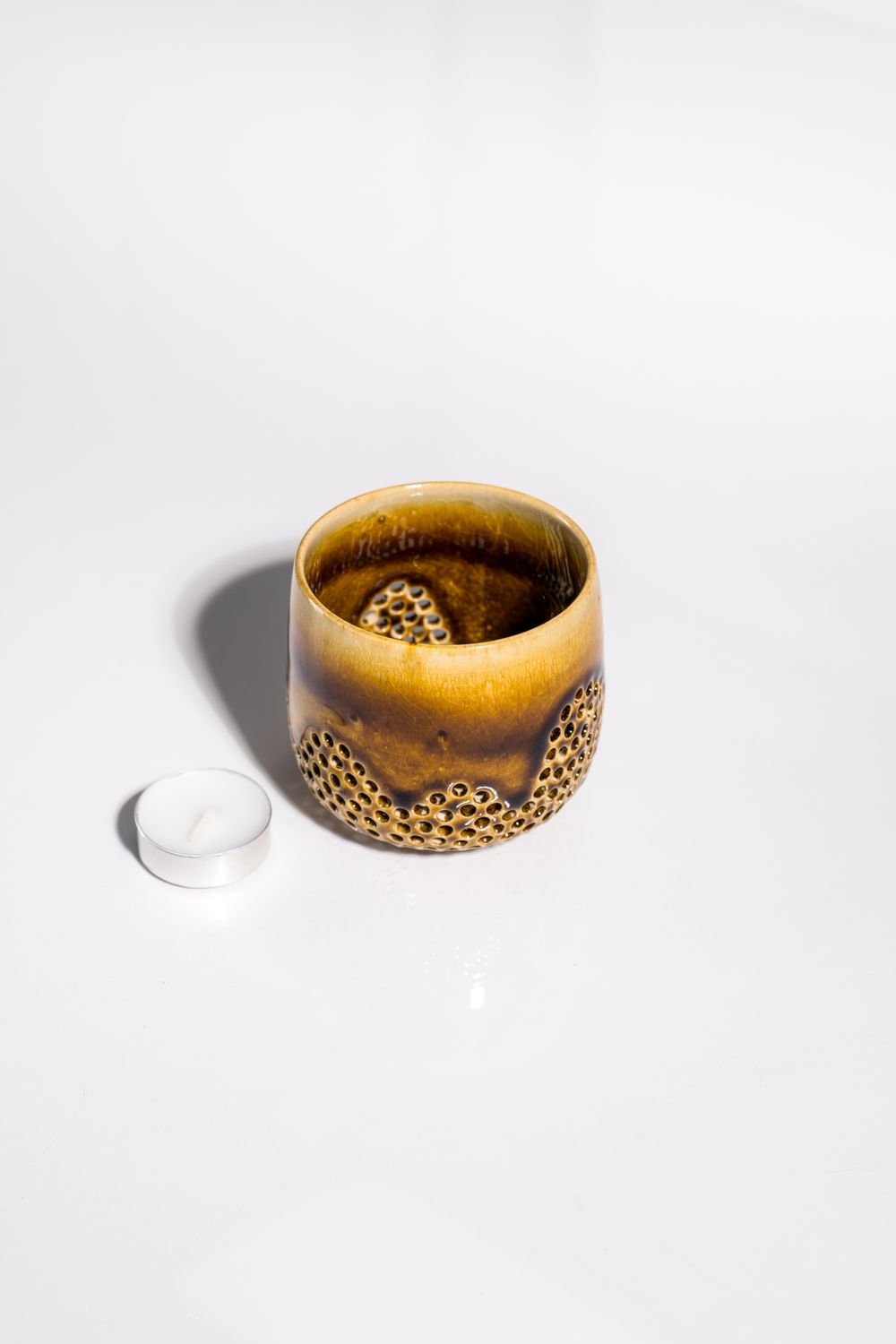 rustic sahara inspired ceramic candleholder hand made in CORTERRA studios. Made in the USA