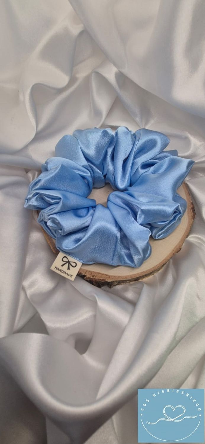 Gumka do włosów scrunchie jasno niebieski z lycrą