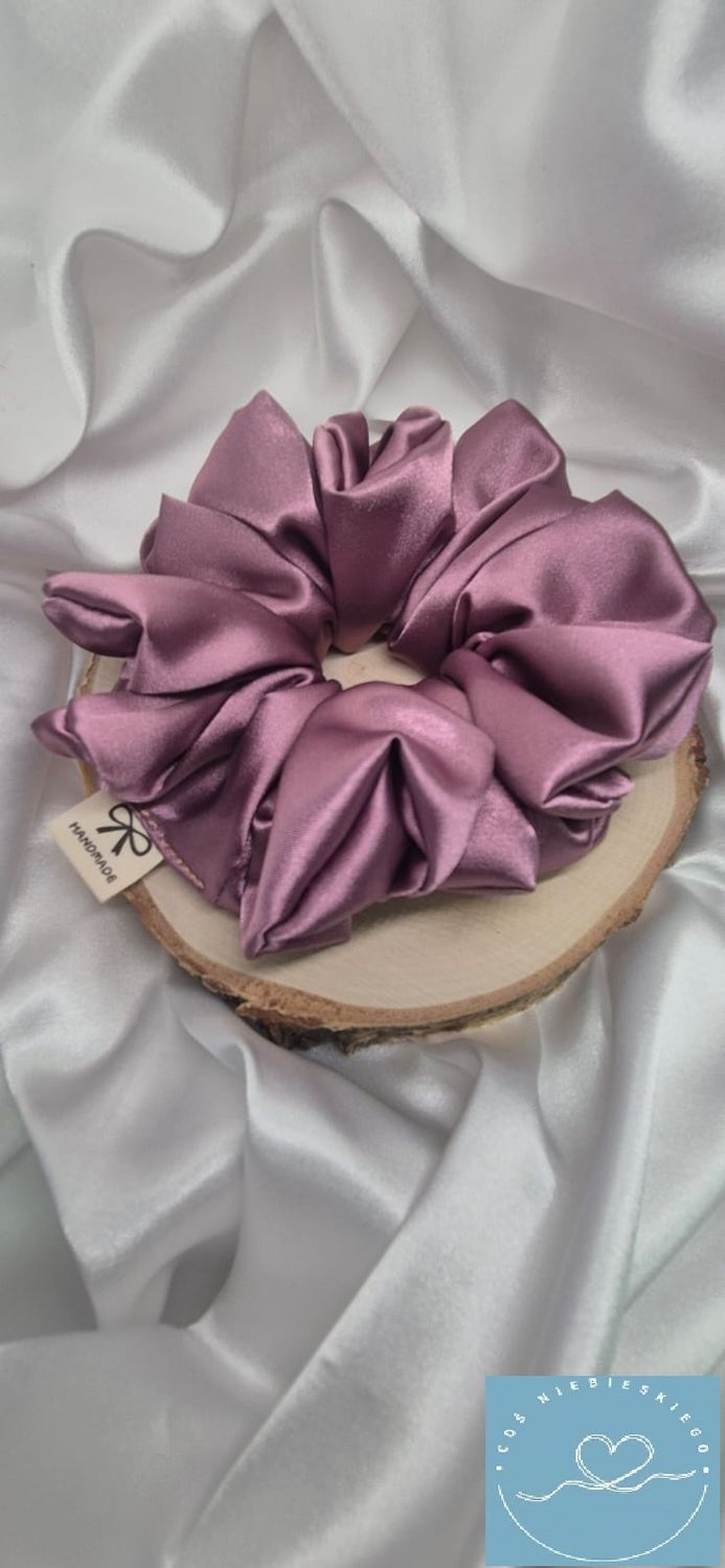 Gumka do włosów scrunchie brudny róż 1 z lycrą