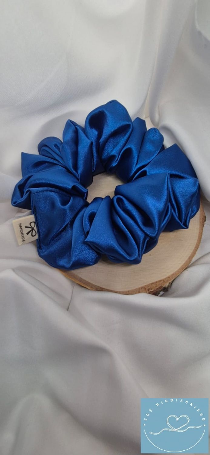 Gumka do włosów scrunchie ciemny niebieski z lycrą