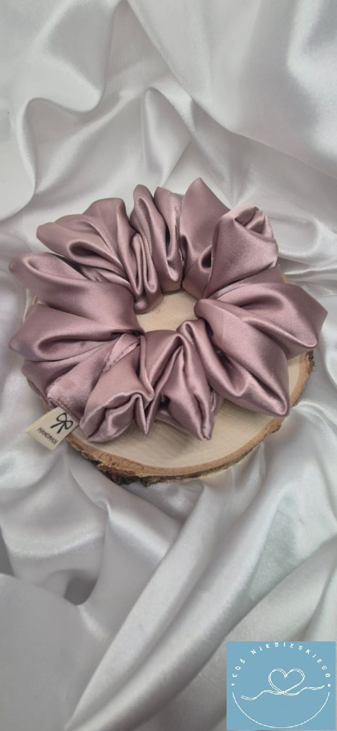 Gumka do włosów scrunchie brudny róż 2 z lycrą