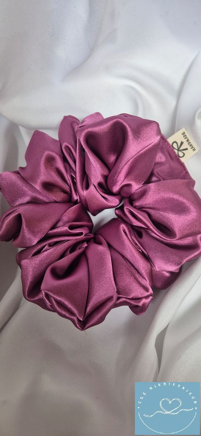 Gumka do włosów scrunchie burgund z lycrą