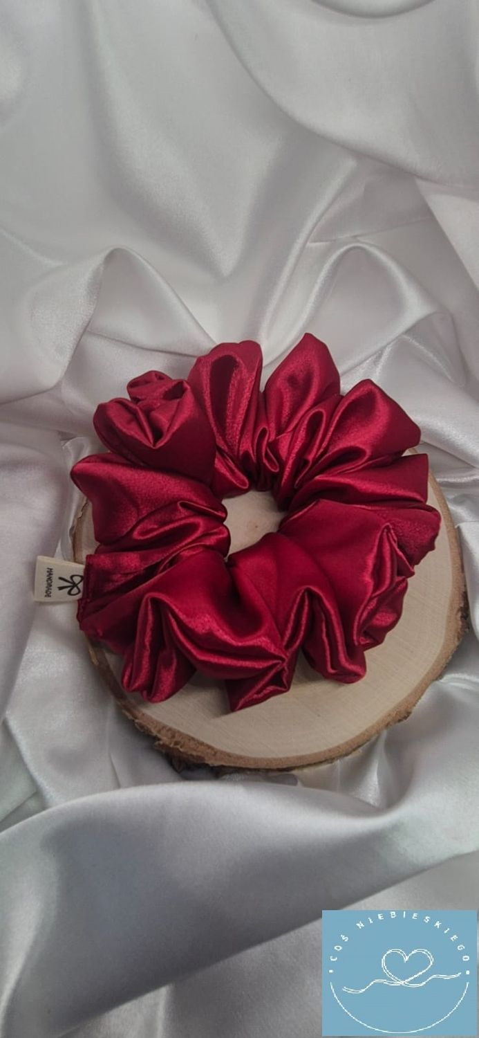 Gumka do włosów scrunchie bordo z lycrą