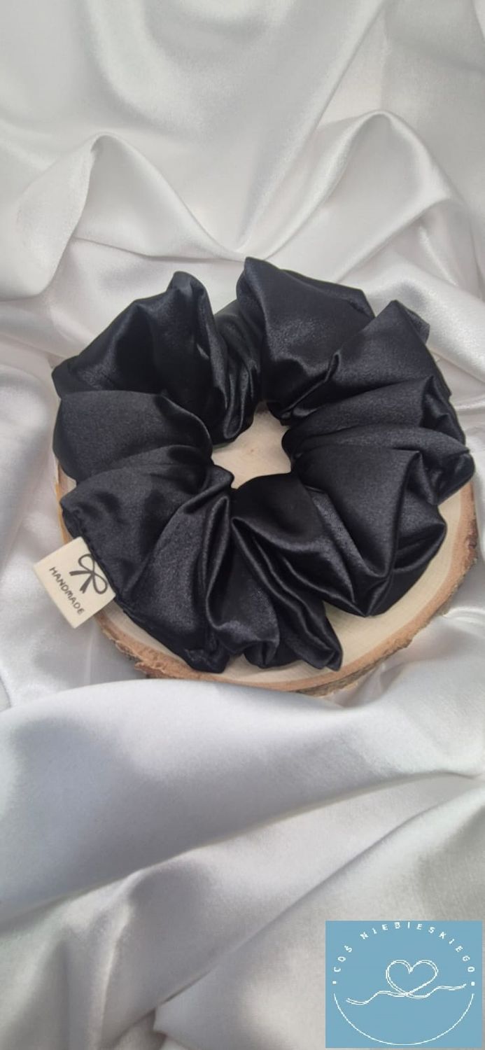 Gumka do włosów scrunchie czarny z lycrą