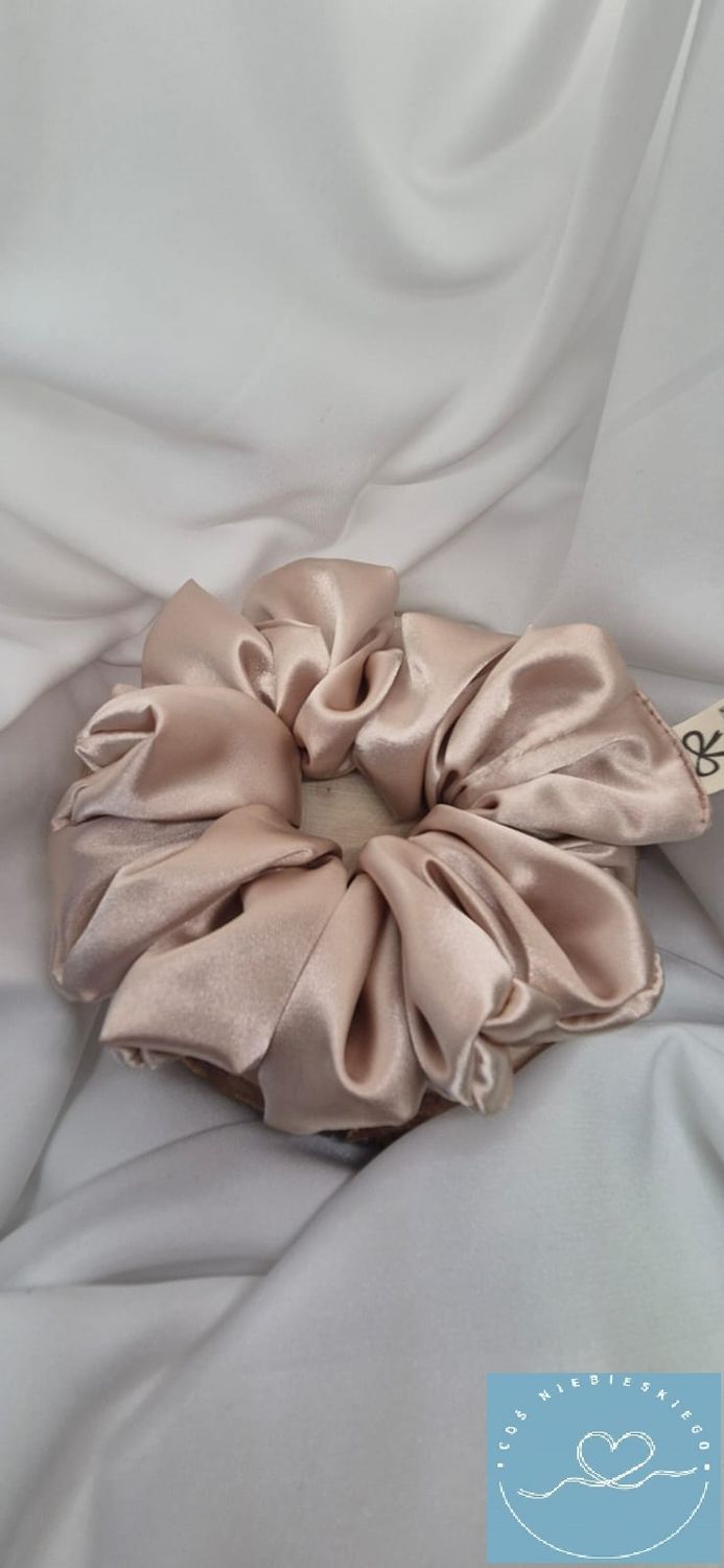 Gumka do włosów scrunchie cappuccino z lycrą