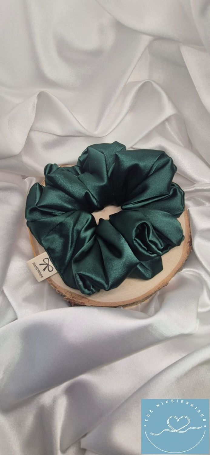 Gumka do włosów scrunchie szmaragd z lycrą