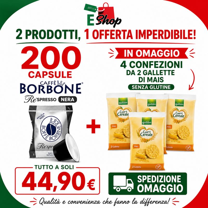 PROMO 200 Respresso Nera + Gallette Mais Senza Glutine