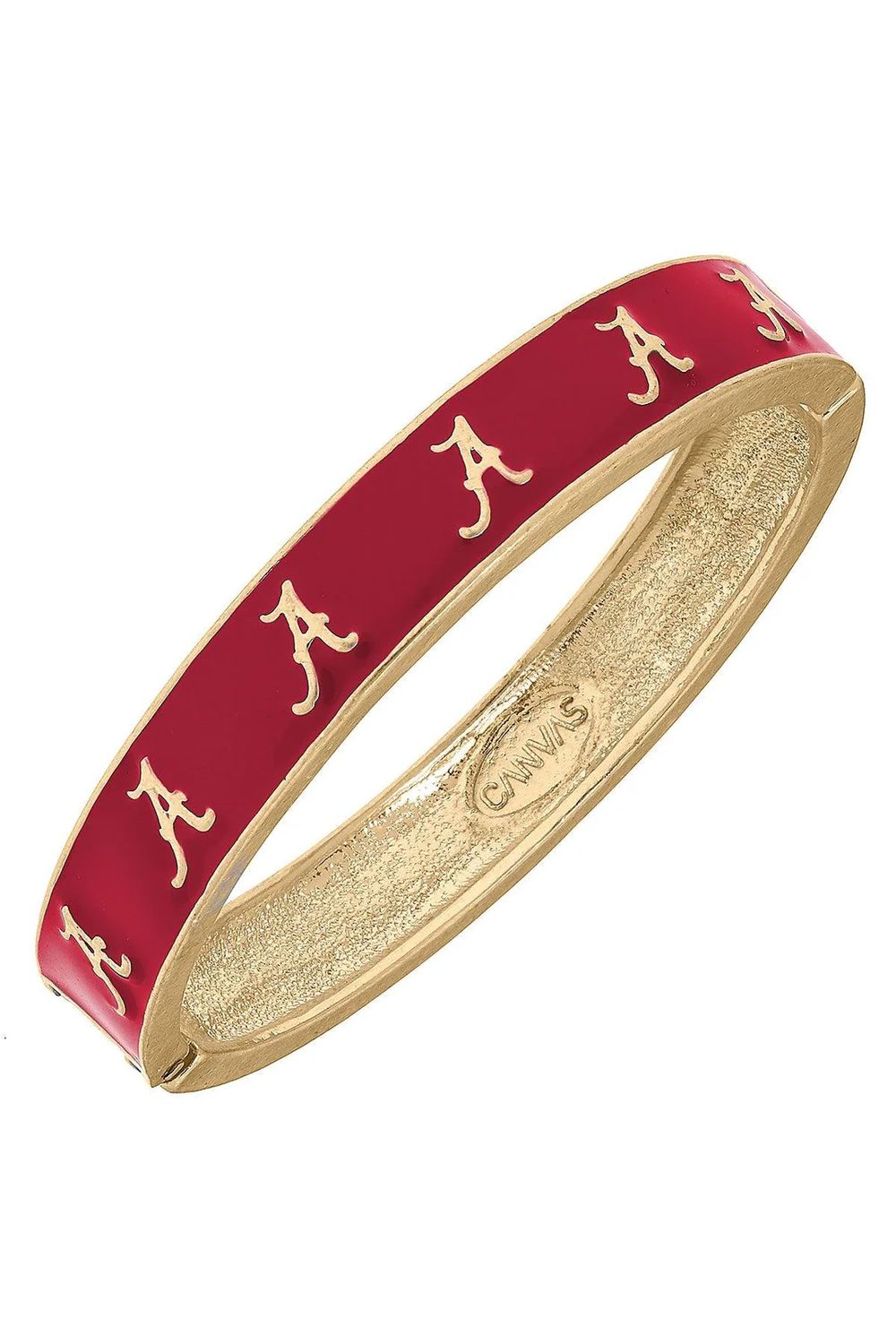 Alabama Crimson Tide Sculpted Enamel Logo Hinge Bangle, Crimson Alabama Crimson Tide Sculpted Enamel Logo Hinge Bangle, Crimson