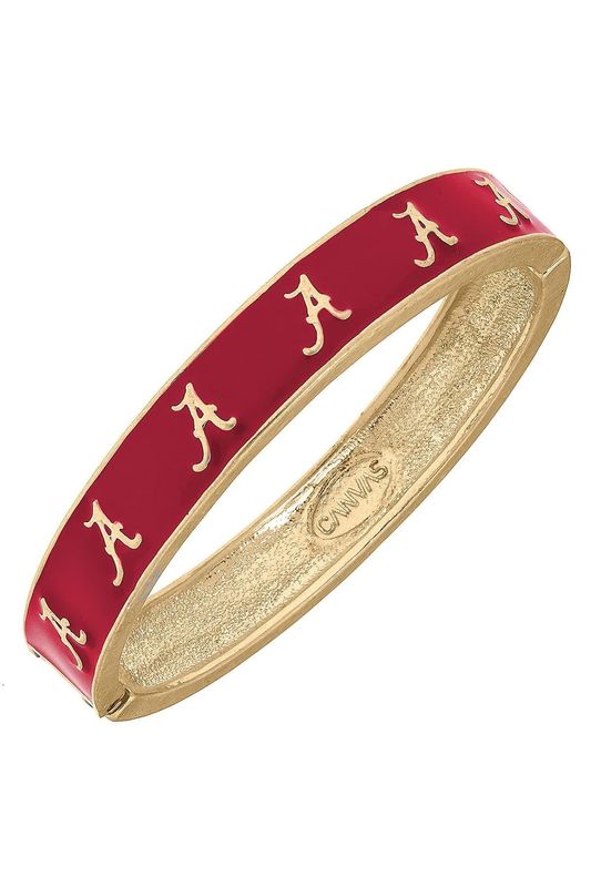 Alabama Crimson Tide Sculpted Enamel Logo Hinge Bangle, Crimson