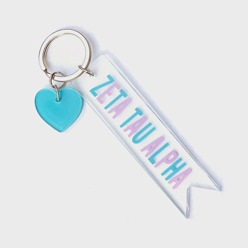 Acrylic Heart Charm Keychain, Sorority
