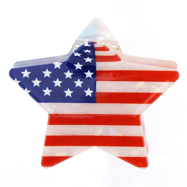 Hair - Claw Clip Red White & Blue Star