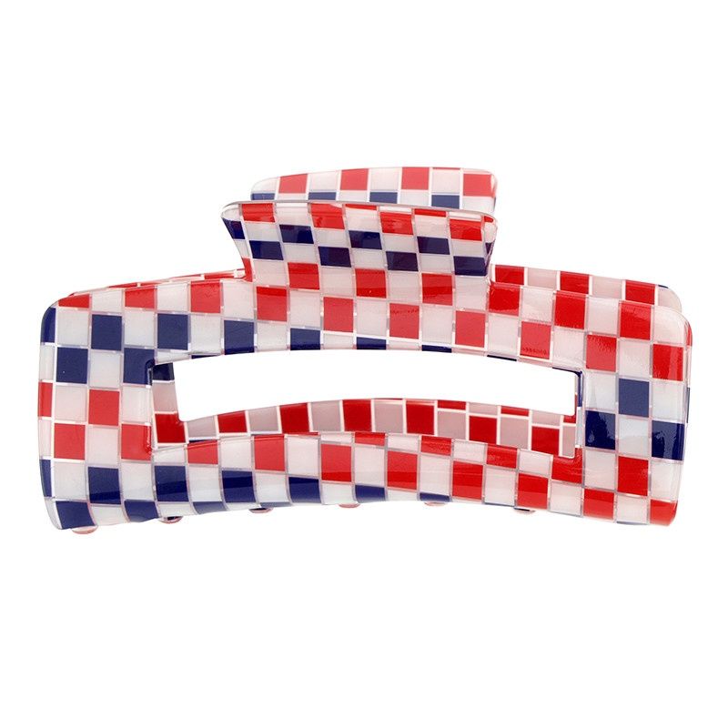 Hair Clip - Red white & Blue Check Claw Hair Clip - Red white & Blue Check Claw