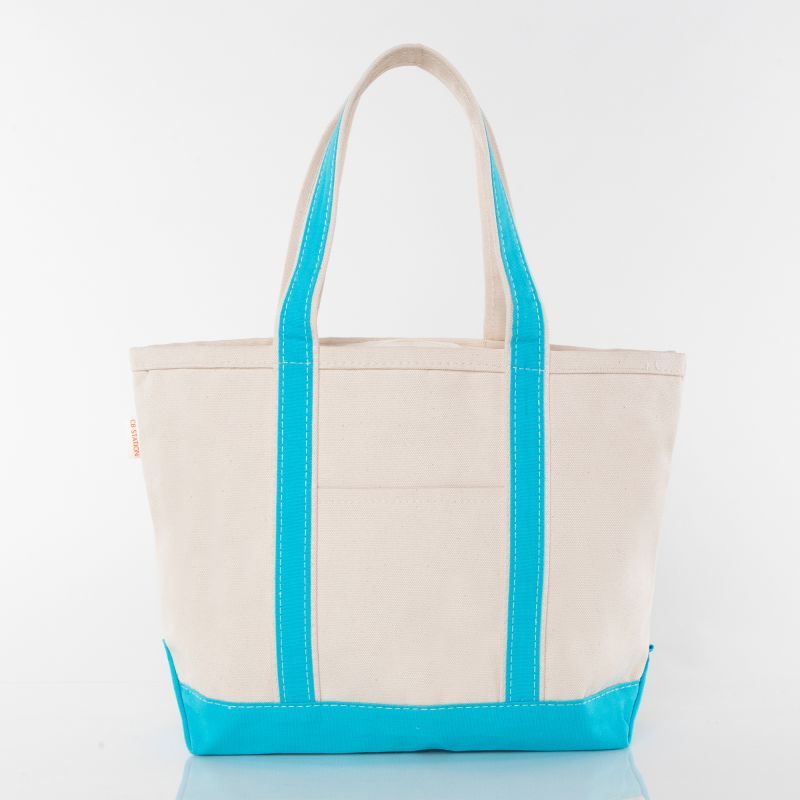 Med Classic Tote, Turquoise/Canvas