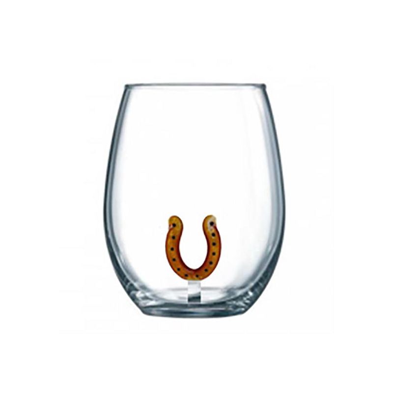 Glass Horseshoe Stemless Wine Glass