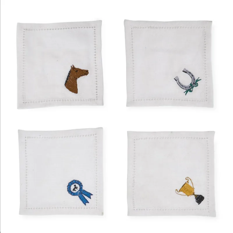 Cocktail Napkin Thoroughbred Hemstitch, set 4