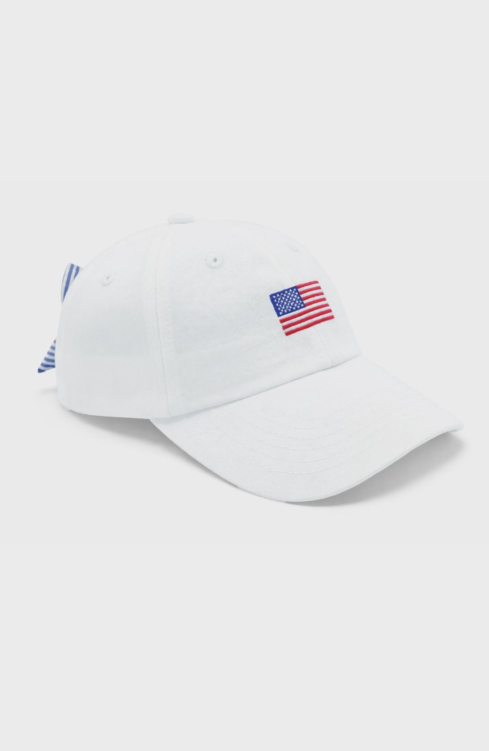 Baseball Cap, White American Flag with Bow - Adult Baseball Cap, White American Flag with Bow - Adult