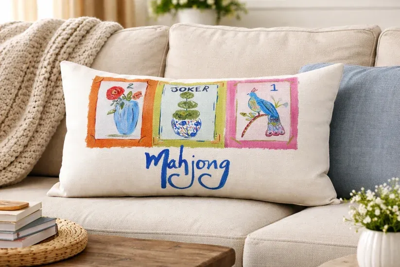 Ga Mahjong Lumbar Pillow