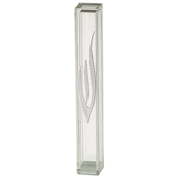 Plastic Mezuza Clear 15CM Silver Shin