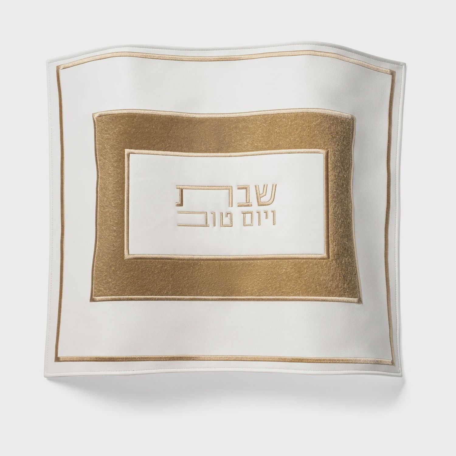 PU Leather Challah Cover - Horizontal 3 Tone - Brown &amp; White &amp; Gold