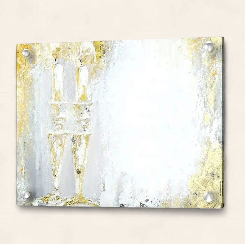 Al Netilas Yedayim Wall Art - Painted by Zelda - Silver &amp; Gold Kosel - 8x8
