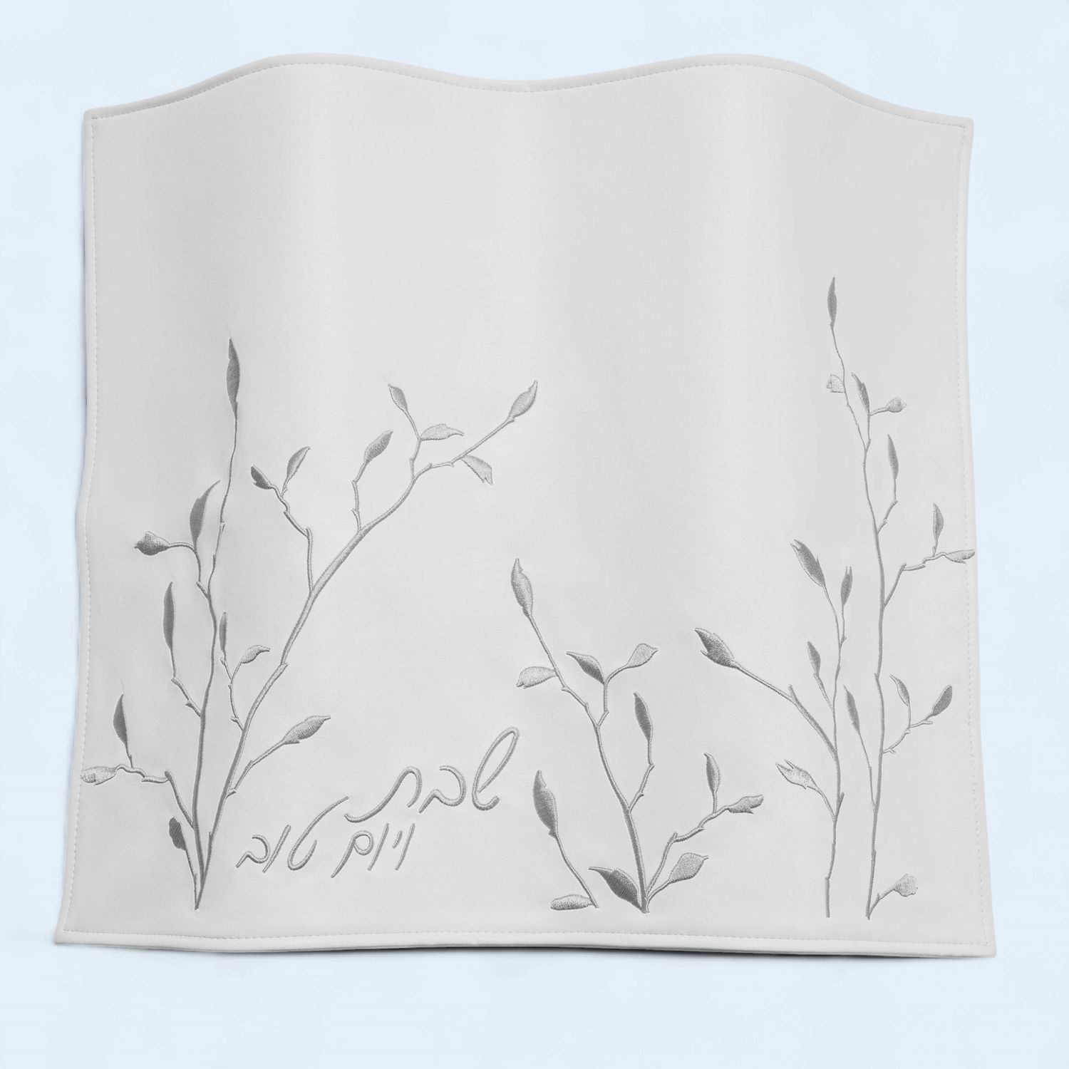 ChallahEmbroidered Leaf - Silver