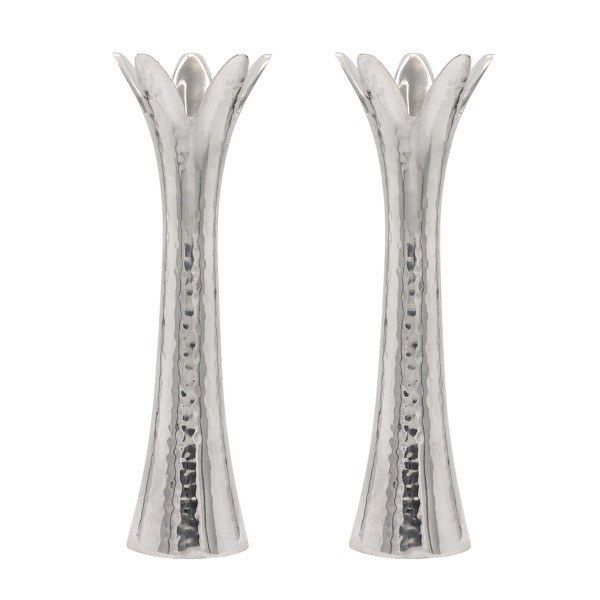 Hammered Silver Flower Candlesticks by Emanuel