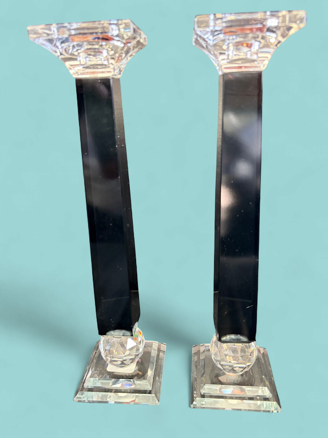 Elegant Tall Crystal Candlesticks