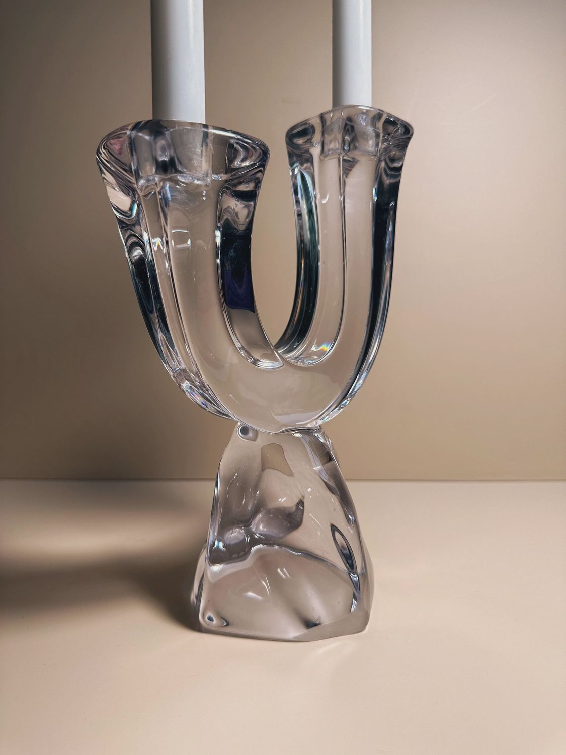 U Shaped Glass Candlesticks by CJ Art