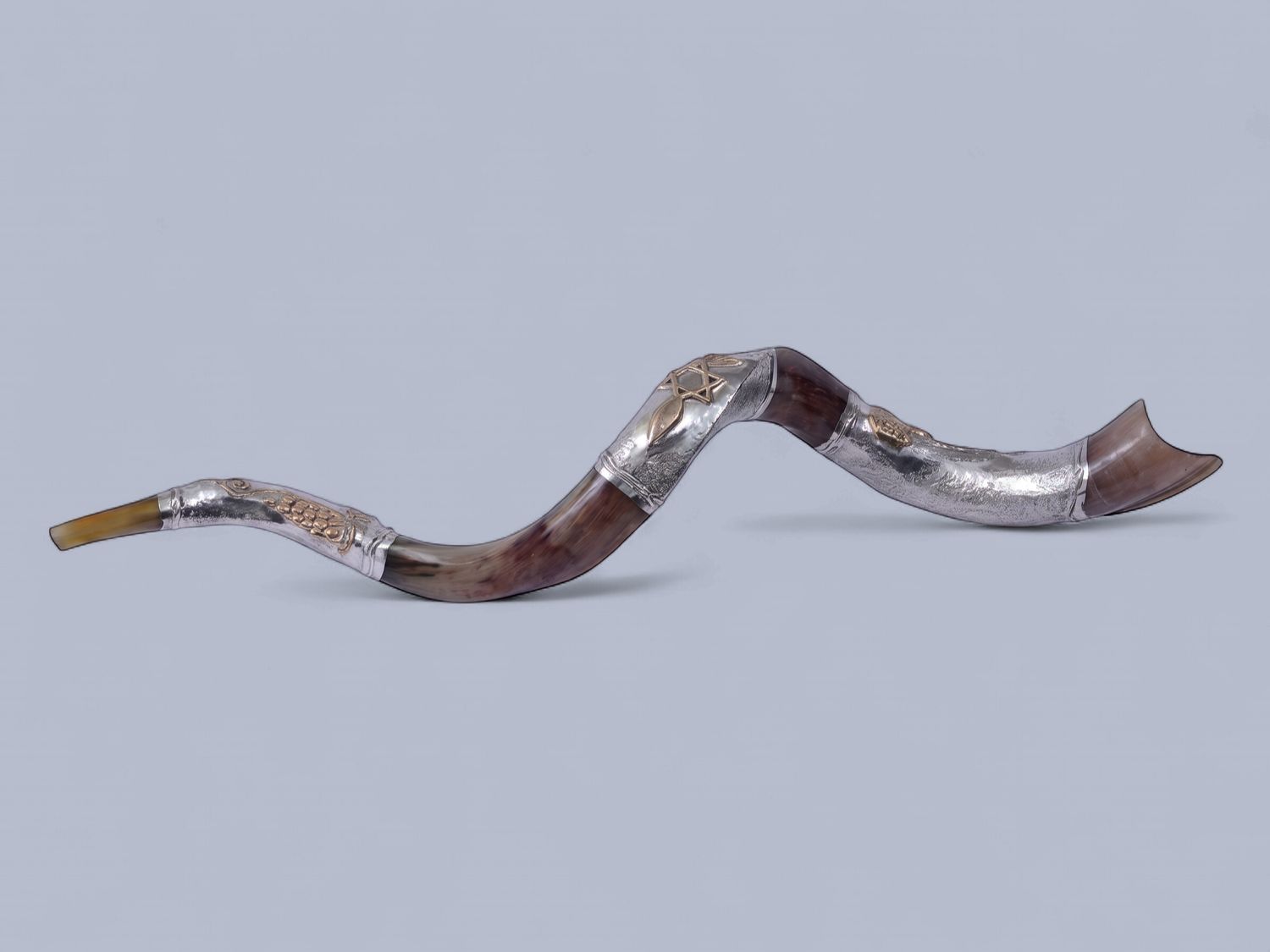 Kudu Shofar XL Silver &amp; Gold Jerusalem