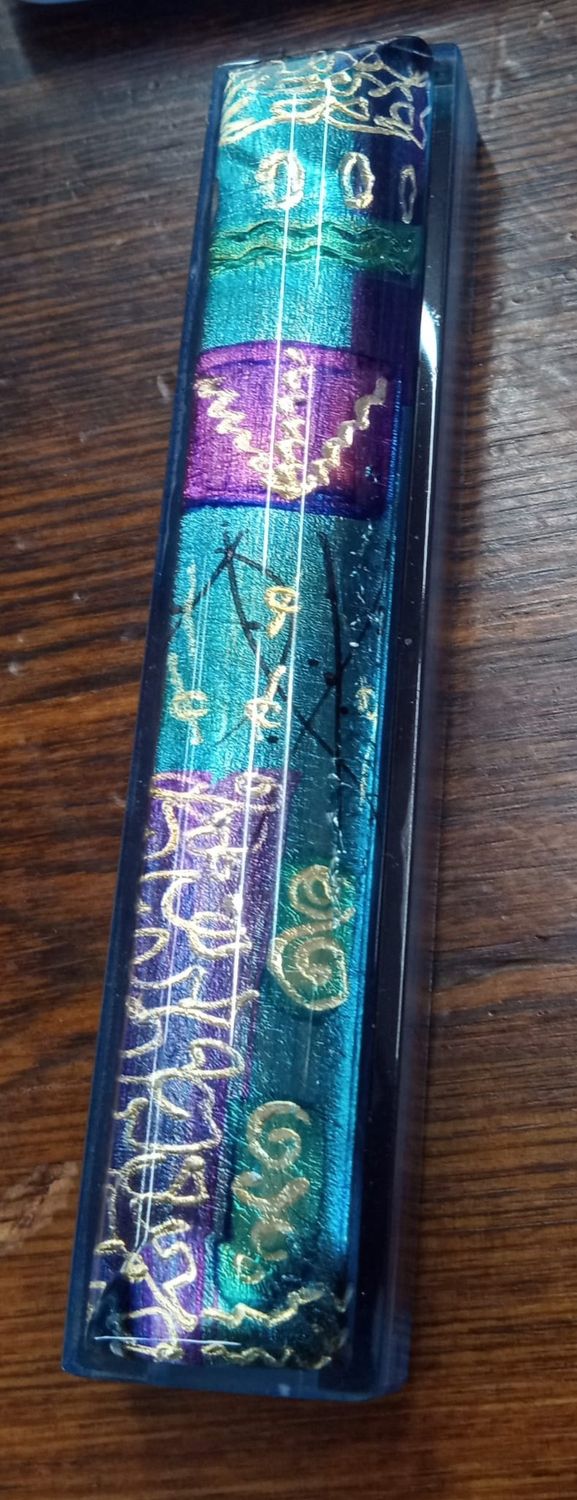 Blue Gold Mezuzah