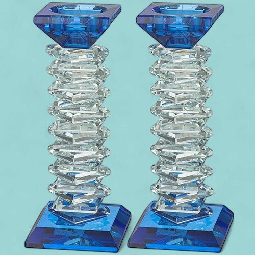 Crystal Candlesticks  Blue
