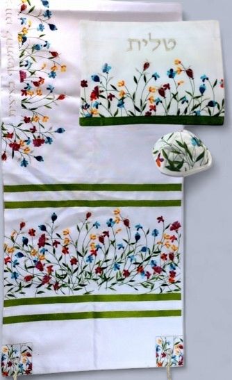 Tallit Set Embroidery with Cap and Bag
