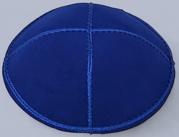 Blue leather yarmulke 16 cm