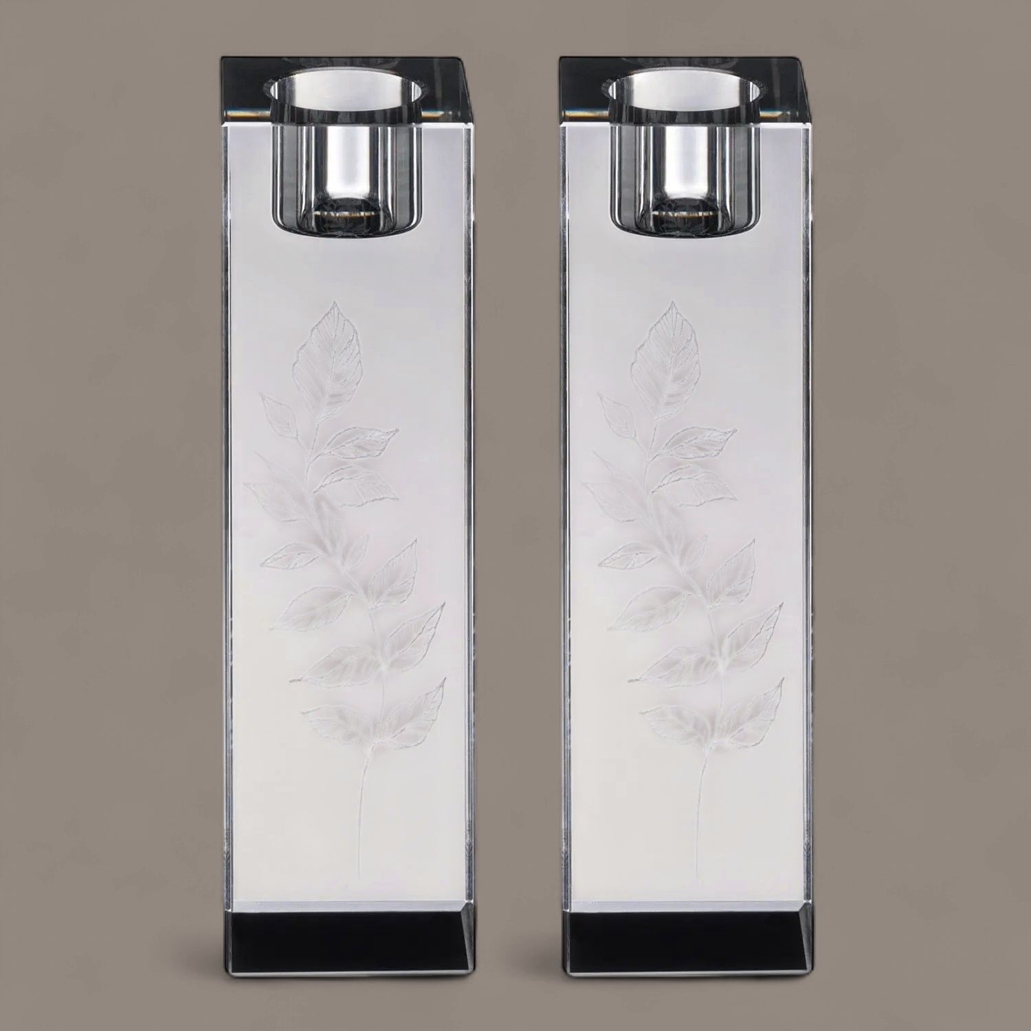 Crystal CandlestickLaser Engraved - Black Base