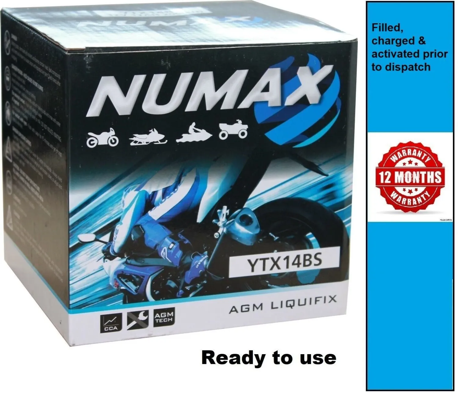NTX14BS - Numax Motorcycle / Motorbike Battery