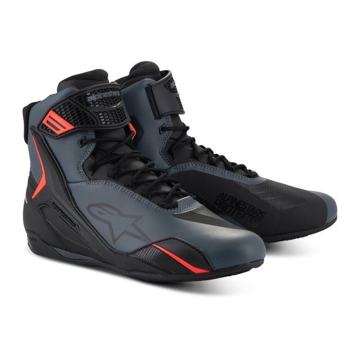 Alpinestars Faster-4 Men’s Shoes, Colour: Black / Grey / Red Fluo US 9 (42)