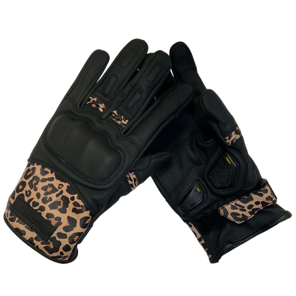 MotoGirl Bessie Motorcycle Gloves (Leopard)