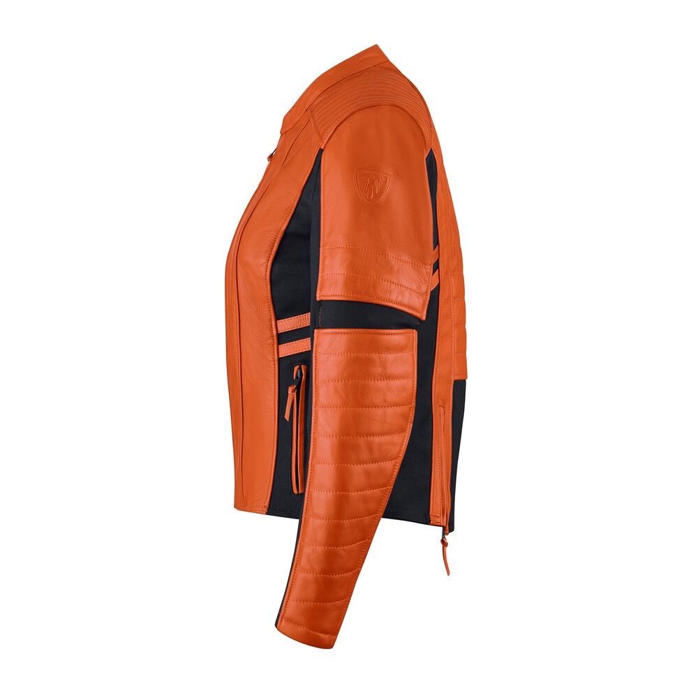 MotoGirl Amelia Orange Leather Jacket