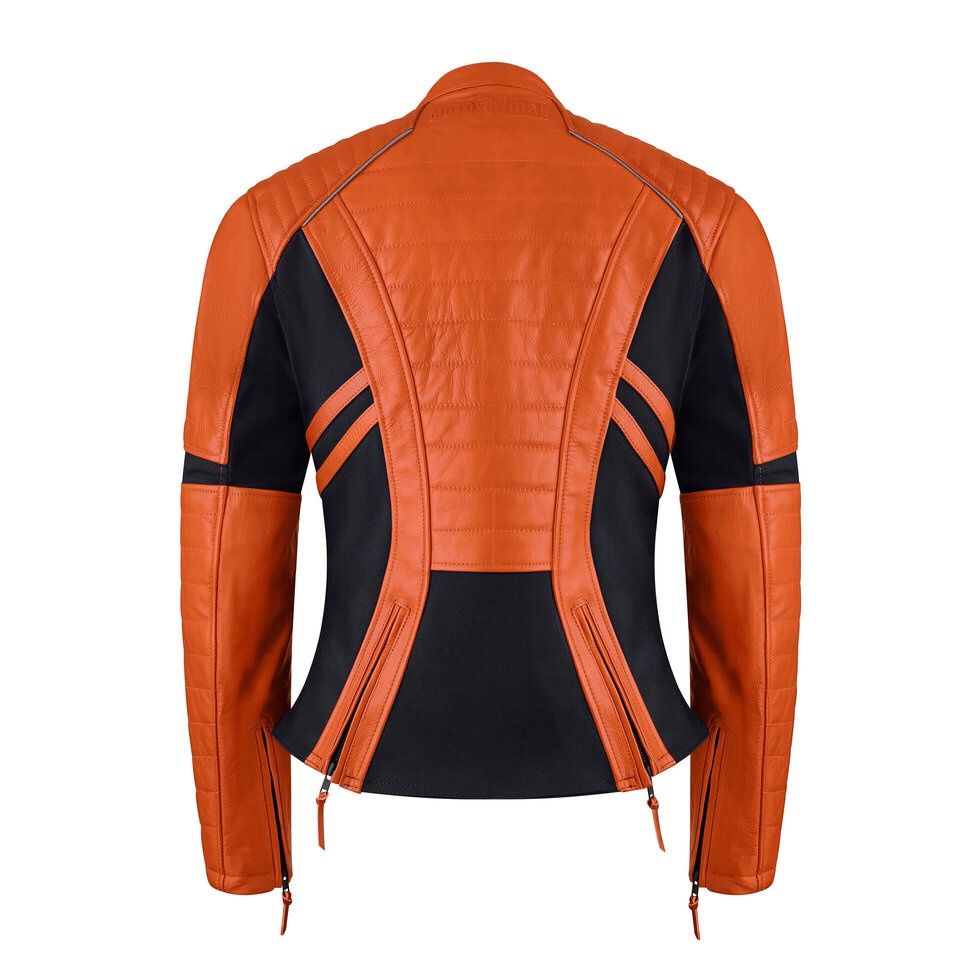 MotoGirl Amelia Orange Leather Jacket