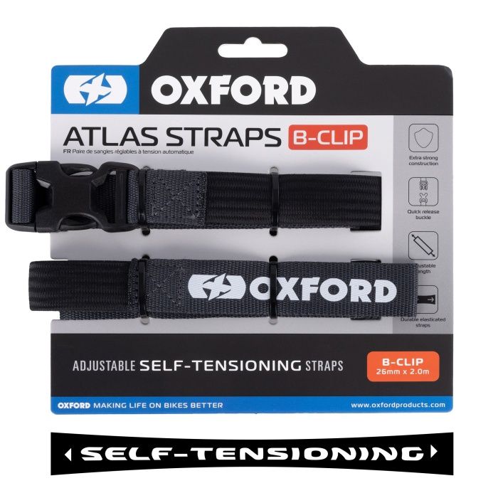 Oxford Atlas B-Clip 26mm x 2.0m (Pair), Colour: Asphalt