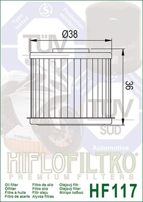 HF117 Hiflo Oil filter
