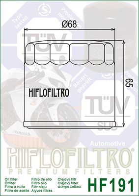 HF191 Hiflo Oil filter