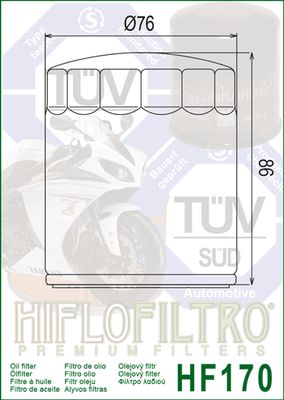 HF170B Hiflo Oil filter