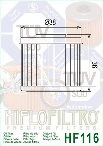 HF116 Hiflo Oil filter