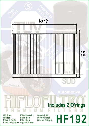 HF192 Hiflo Oil filter