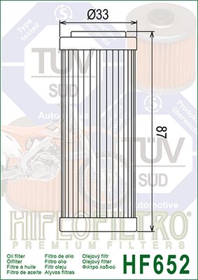 HF652 Hiflo Oil filter