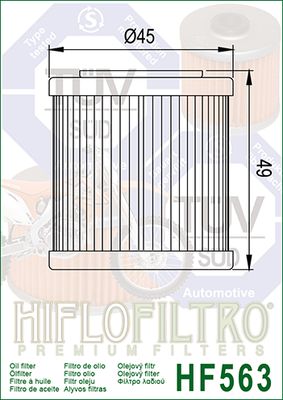 HF563 Hiflo Oil filter