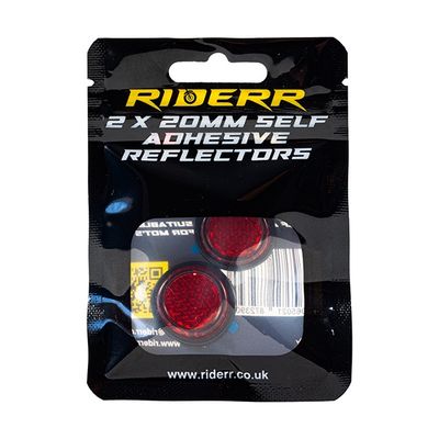 Riderr 2 x 20mm Self Adhesive Reflectors Red