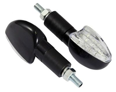 Bike It Long Stem LED Spear Indicators With Black Body And Clear Lens